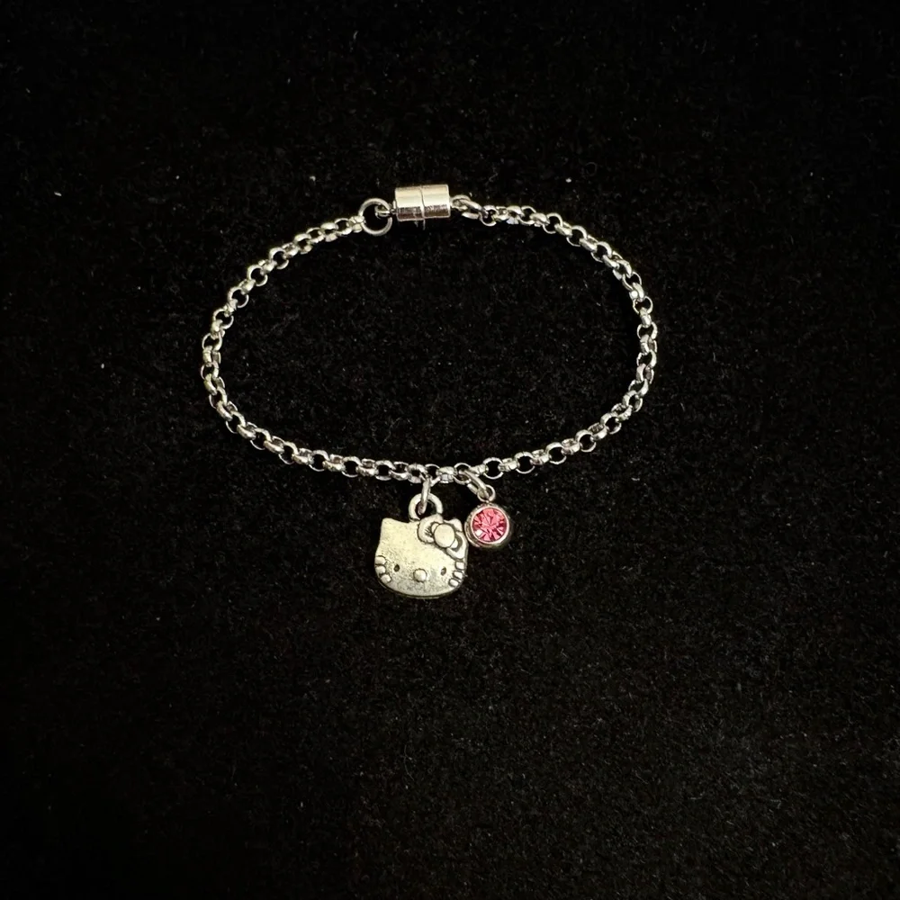 Girls Hello Kitty chain Bracelet with Pink Rhinestone charm